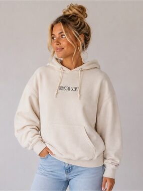 Taylor Swift Eras Tour Heart Hands Hoodie Cream Graphic Pullover Size S